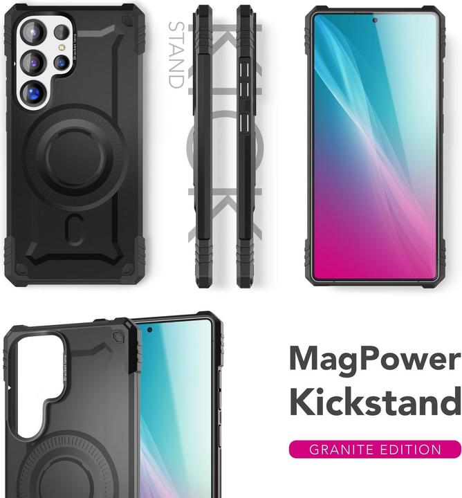 Actual product image Nalia Granite - Armor Panzer Hülle mit MagSafe Ring und Ständer - Military Hardcase (Samsung Galaxy S25 Ultra)