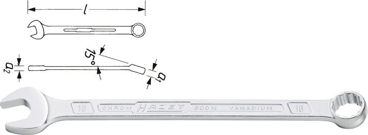 Actual product image HAZET Combination wrench 600N-24 ∙ Outside 12-point traction profile ∙ 24 mm (24 mm)