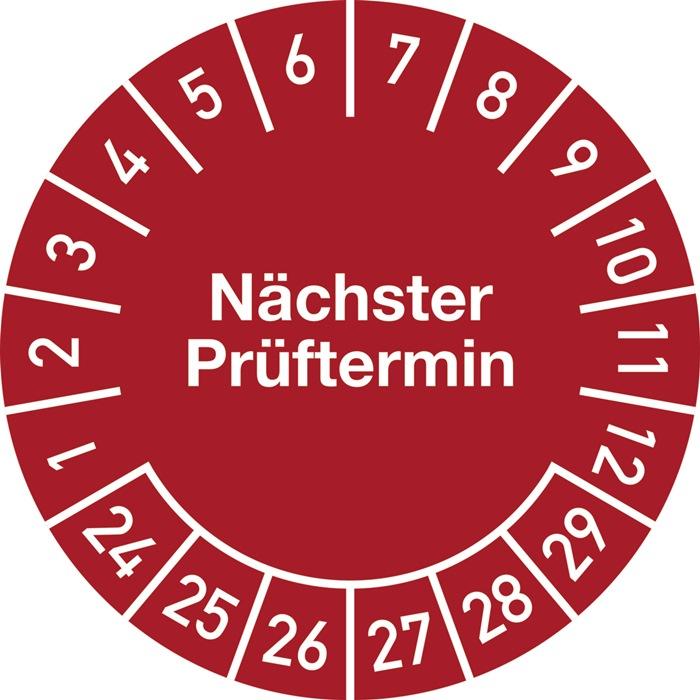 Immagine prodotto Promat Adesivo di ispezione pluriennale Ø 20 mm Prossima data di ispezione 2024 - 2029 Foil