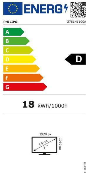Label énergétique Philips 27E1N1100A/01 (1920 x 1080 pixels, 27")