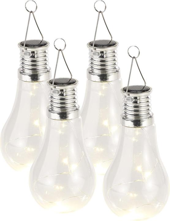 Produktbild Lunartec 4er-Set Solar-LED-Lampen in Glühbirnen-Form (4 x)