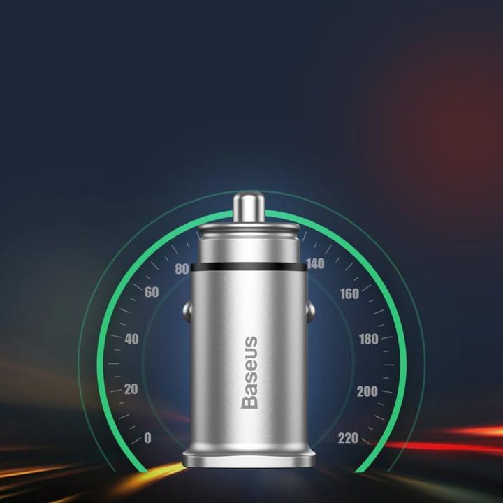 Actual product image Baseus Square metal A+A 30W Dual QC3.0 Quick Car Charger Black