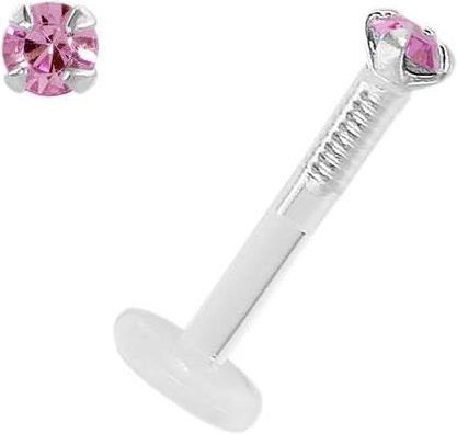 Bijouteria Piercing für Lippe/Tragus (Bioplast, Silber 925, Swarovski Kristall)