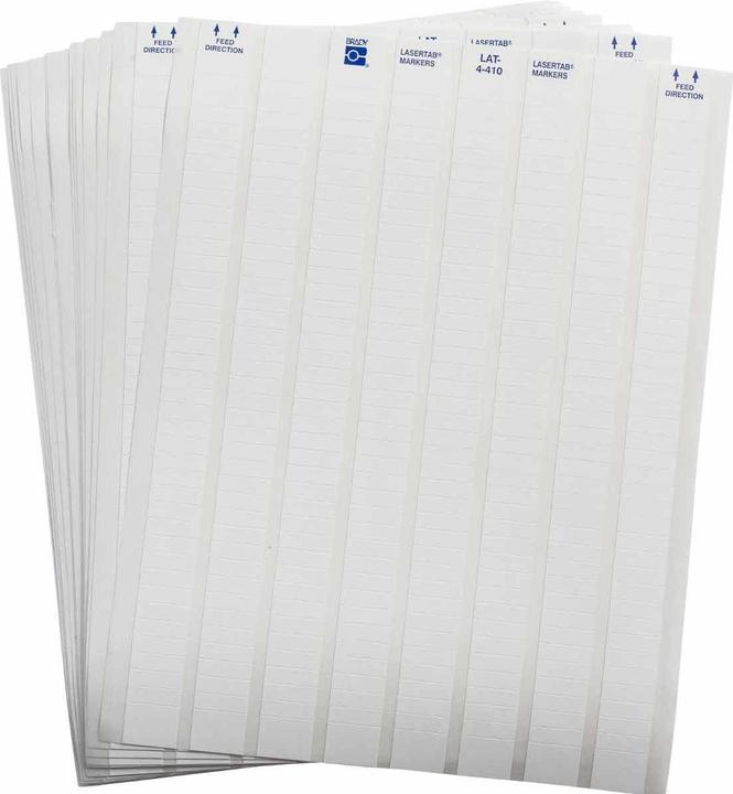 Brady LAT-4-410-10, Polyolefin, Weiss, 20.32 x 6.35 mm, selbstzerstörend, US-Letter, 8-bahnig (10.2