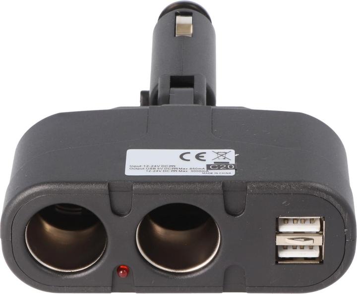 Actual product image AccuCell Car adapter, distributor cigarette lighter - plug to 2x socket + USB