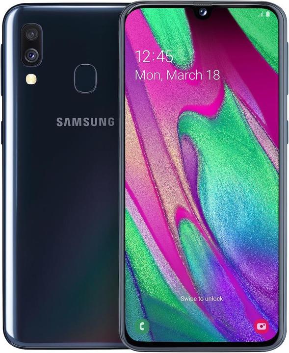Samsung Galaxy A40 (64 GB, Black, 5.90", Dual SIM + SD, 16 Mpx, 4G)