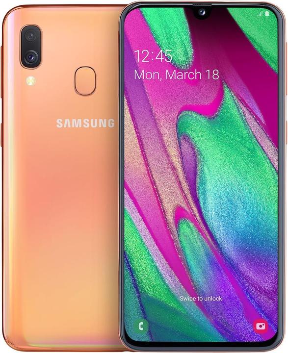 Samsung Galaxy A40 (64 GB, Coral, 5.90", Dual SIM, 16 Mpx, 4G)