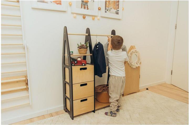 Image du produit Duck Woodworks Porte-manteau pour enfants avec tiroirs
