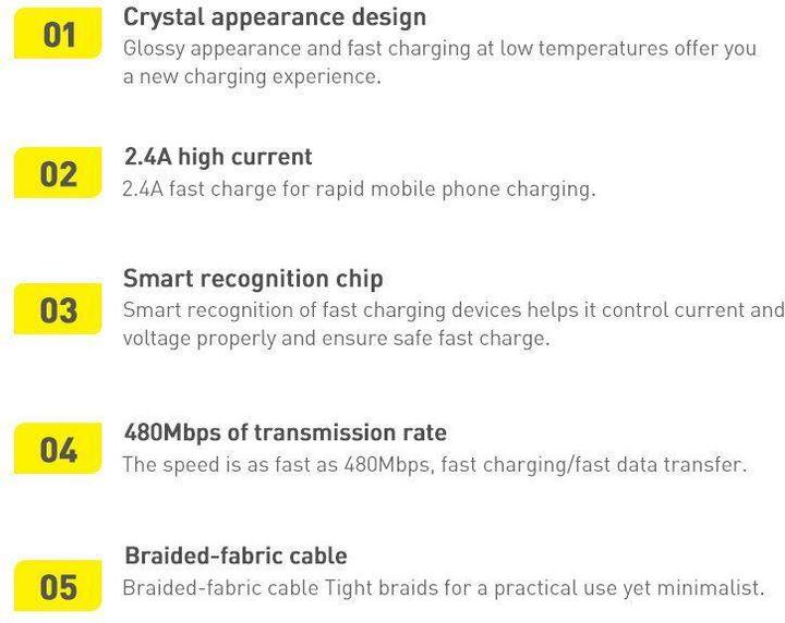 Actual product image Baseus Crystal Shine Series Fast Charging Data Cable USB to iP 2.4A 1.2m Blue (1.20 m)