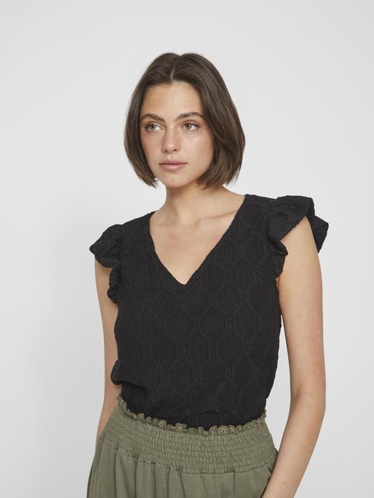 Actual product image Vila V-neck top with cropped sleeves (S)