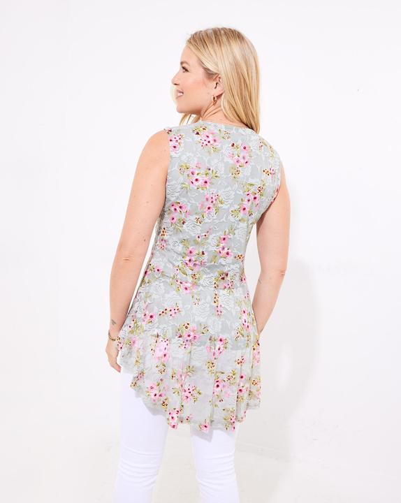 Actual product image Joe Browns Lace Zip Neck Floral Sleeveless Top (38)