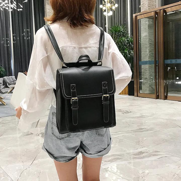 Actual product image Only-Bags.Store Vintage Pu Leather Bag Backpack Fashion Satchel High Quality Leisure Shoulder Bag