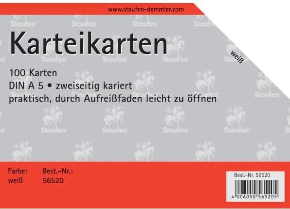 Immagine prodotto Staufen Cartoncino A5 a scacchi bianchi (A5, 180 g/m², 100 x)