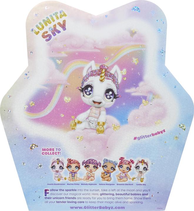 Produktbild MGA Glitter Babyz Unicorn Doll-White Rainbow
