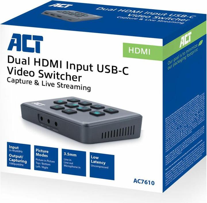 Produktbild Dual HDMI input USB-C Video Switcher for capturing and live streaming