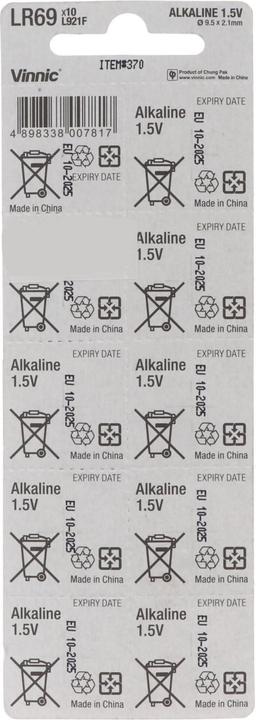 Image du produit Vinnic Pack de 10 piles AG6, LR921, LR69, V371, SR69, L912 F, L912F (10 pcs, SR69, 29 mAh)