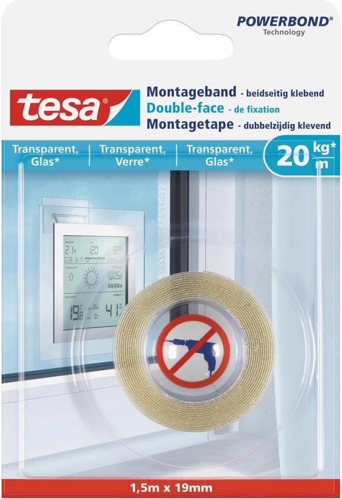 Actual product image tesa Mounting tape for glass, double-sided mounting tape (19 mm)