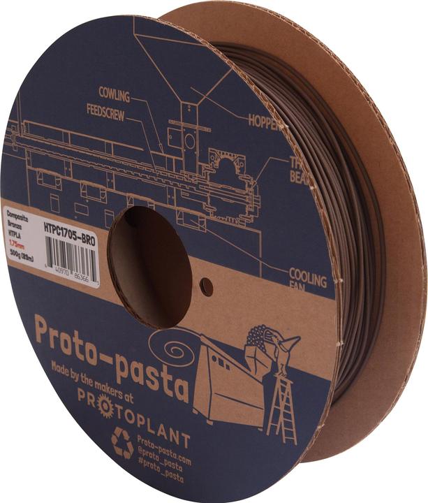 Actual product image Proto-pasta HTPC1705-BRO Bronze-filled Metal HTPLA Filament PLA 1.75 mm 500 g B (Metal, 1.75 mm, 500 g, Brown, Gold)