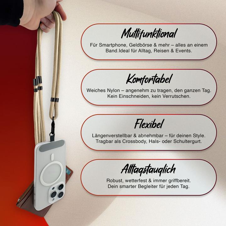 Immagine prodotto Nalia HoldMe Lanyard Handykette - Universal Trageband für Smartphones - Verstellbar, Soft & Elastisch