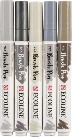 Produktbild Talens Ecoline Brush Pen (Mehrfarbig, Weiss, 5 x)