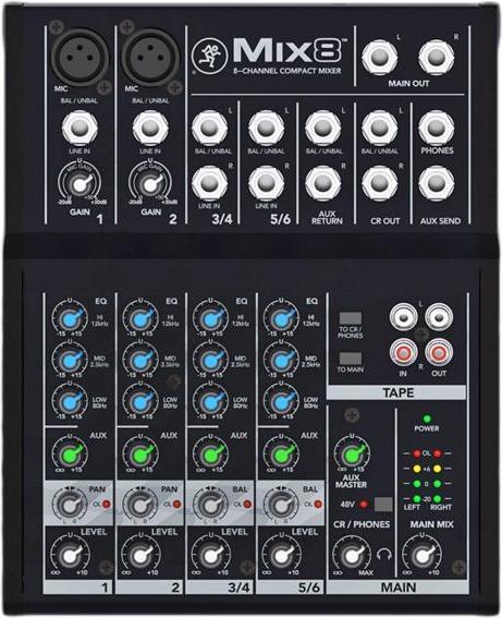 Produktbild Mackie Mischpult Mix8 8-Kanal Kompaktmixer mit XLR-Kabel (Studio- und Livemixer)