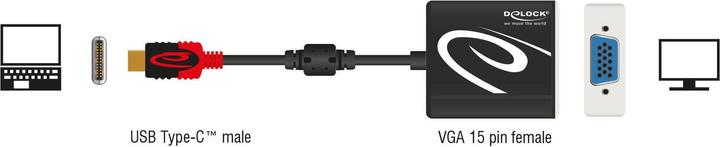 Actual product image Delock Monitor Adapter USB Type-C to VGA (VGA, 20 cm)