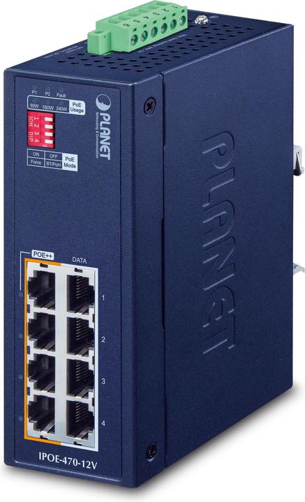 Planet Hub industriale a 4 porte GE 802.3bt PoE++ Injector (802,3at (PoE+), 802.3bt (PoE+++), 240 W)