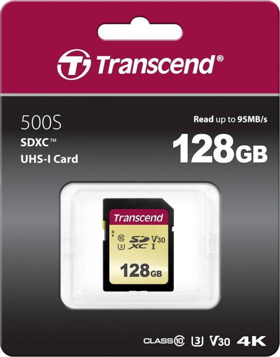 Actual product image Transcend 128GB UHS-I U3 SD card MLC (128 GB, SDXC, U3, UHS-I)