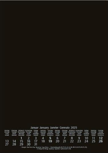 Actual product image Blank Calendar A4 Ch Black (A4, Swiss German)