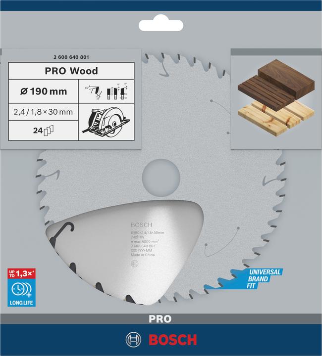Produktbild Bosch Professional Zubehör PRO Wood Kreissägeblatt, 190 x 2.4 x 30 mm