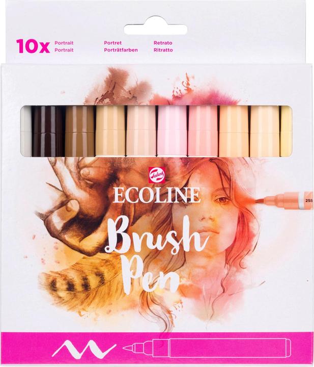 Immagine prodotto Talens Set di pennelli Ecoline 11509816 assortiti. Pelle 10 pezzi (Rosso pastello, Luce seppia, Seppia scuro, Seppia, Rosa pastello, Giallo pastello, Beige, Rosa beige, Albicocca, 10 x)