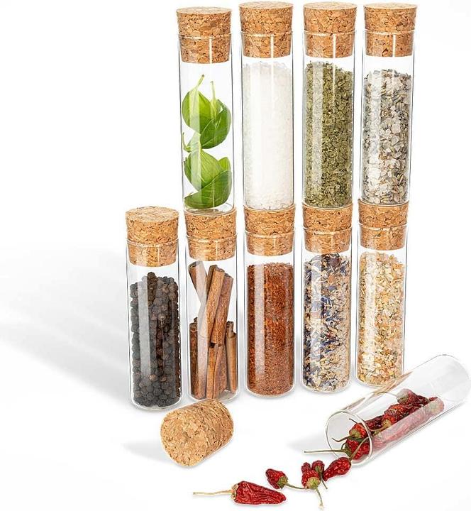 Image du produit Tuuters 25x pots à épices avec bouchon (brun foncé), 130x30mm (0.07 l)