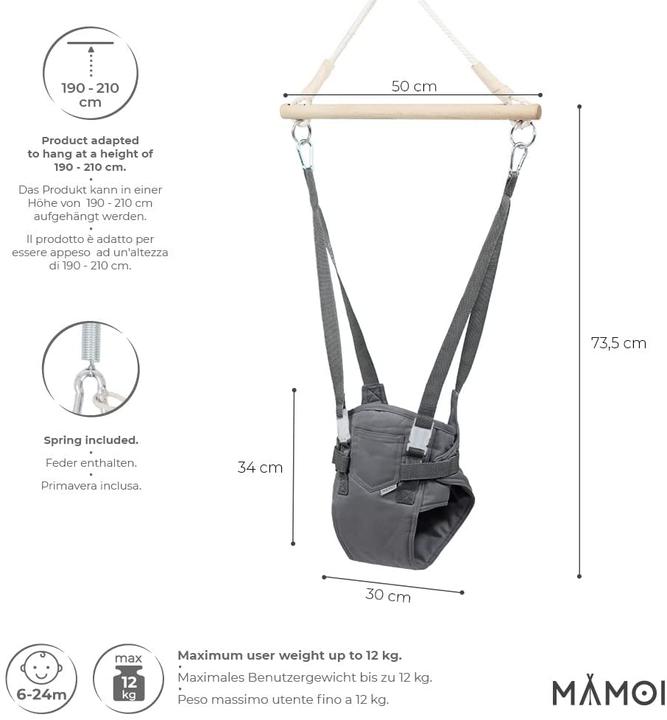 Immagine prodotto Mamoi Baby door hops (grigio scuro)
