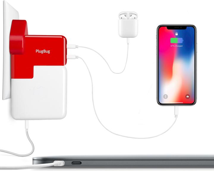 Actual product image TwelveSouth PlugBug Duo dual travel charger power supply adapter for MacBooks 2x USB ports