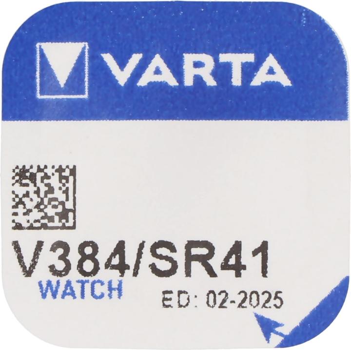 Actual product image Varta 384, V384, SR41, SR41SW, GP192 Button cell for watches etc. (1 pcs., LR41, 42 mAh)