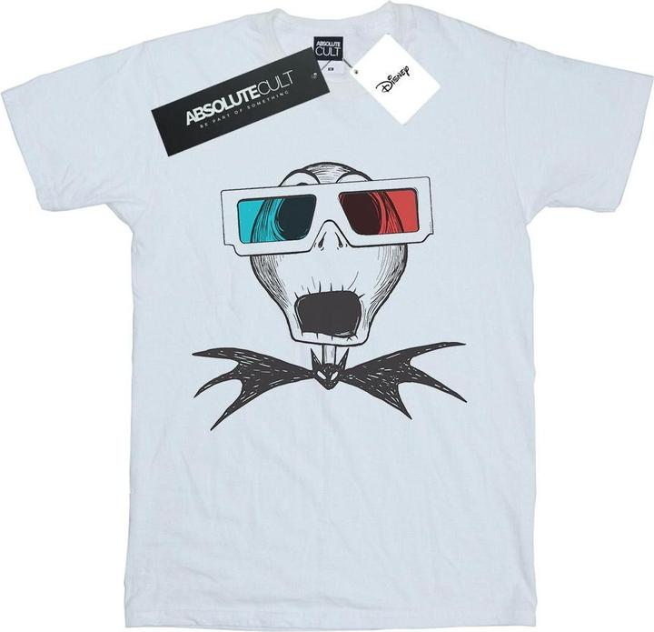 Actual product image Disney Womens/Ladies Nightmare Before Christmas Jack Skellington 3D Glasses Cotton Boyfriend T-Shirt (4XL)
