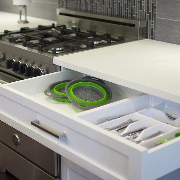 Actual product image ASMI Collapsible silicone strainer, foldable round drip tray