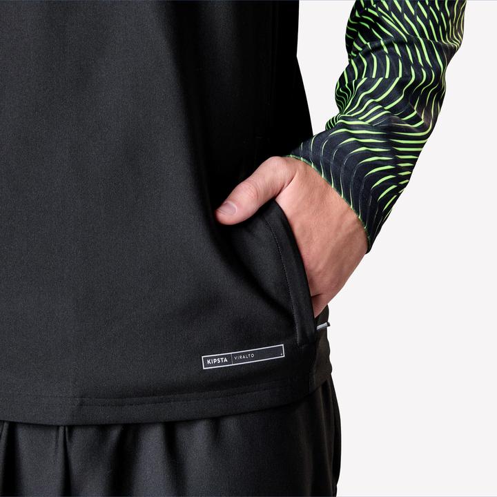 Immagine prodotto Kipsta Damen/Herren Fussball Sweatshirt 1/2 Zip - VIRALTO Wave schwarz/neongelb (XL)