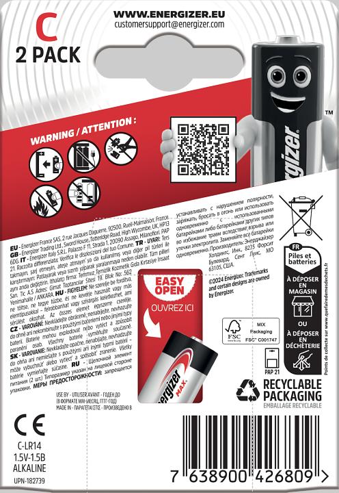 Produktbild Energizer Max Alkaline (2 Stk., C, 8000 mAh)