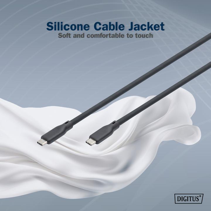Actual product image Digitus USB silicone cable, USB 10Gbps, 0.5m, black (0.50 m, USB 3.2 Gen 2)