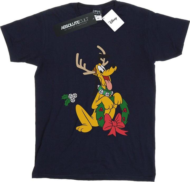 Actual product image Disney Womens/Ladies Pluto Christmas Reindeer Cotton Boyfriend T-Shirt (L)