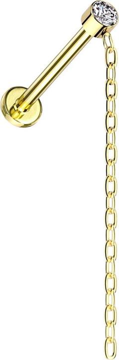 Produktbild Star Piercing Micro Labret Innengewinde vergoldet Zylinder vergoldet Kristall silber Anhänger Kette vergoldet (ohne Messing, Titan G23)