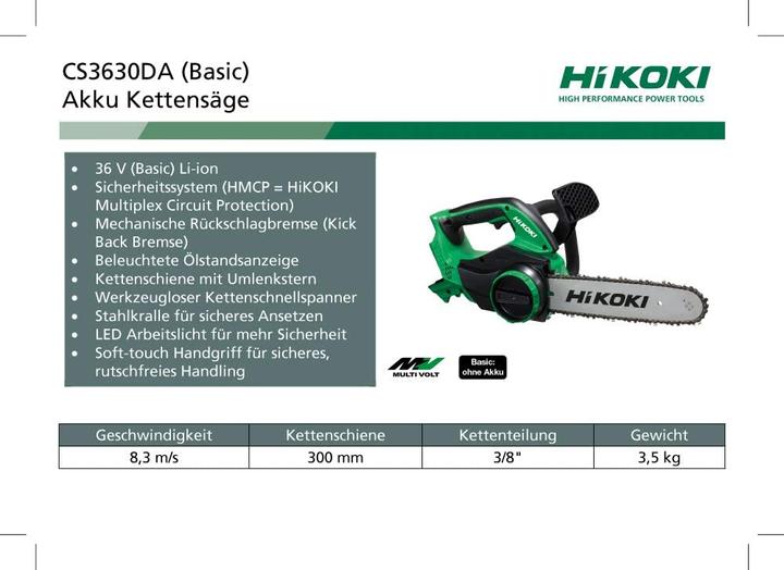 Immagine prodotto Hikoki CS3630DAW4Z (Sega a catena a batteria)