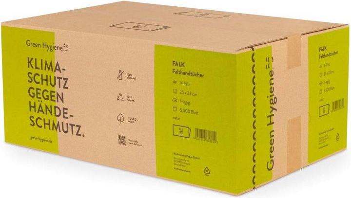 Produktbild Huchtemeier Papier FALK - Falthandtücher, Z-Falz, 25x23cm, 5000 Blatt - 100% CO2-neutral - (1 x)
