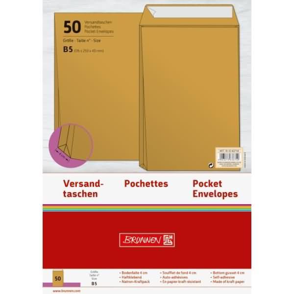 Produktbild Versandtaschen B5 Haftklebung 110g/qm braun VE=50 Stück (1 x)