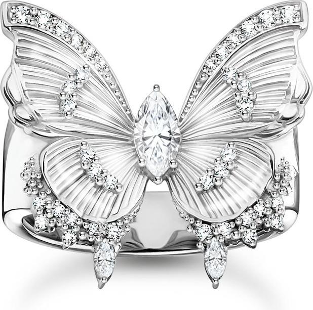 Thomas Sabo Cocktailring Schmetterling Butterfly Paradise mit Steinen Silber