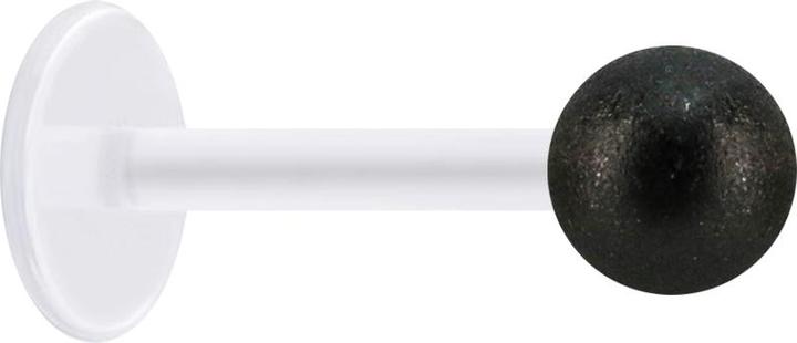 Produktbild Star Piercing Micro Labret transparent mit Kugel schwarz gesprenkelt (ohne Messing, Chirurgenstahl 316L, Bioflex)