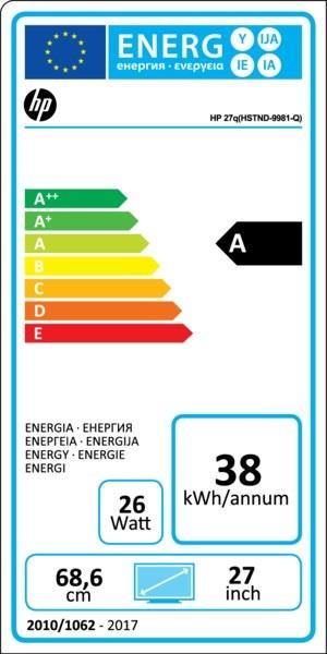 Energielabel HP 27q (2560 x 1440 pixels)