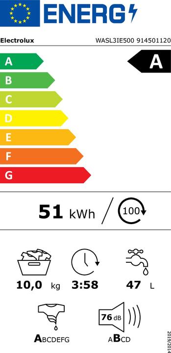 Energy Label Electrolux WASL3IE500 (10 kg, Left)