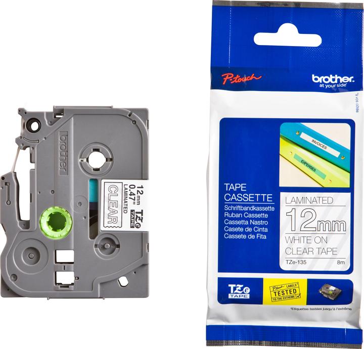 Actual product image Brother Tze-135 (1.20 cm, White, Transparent)